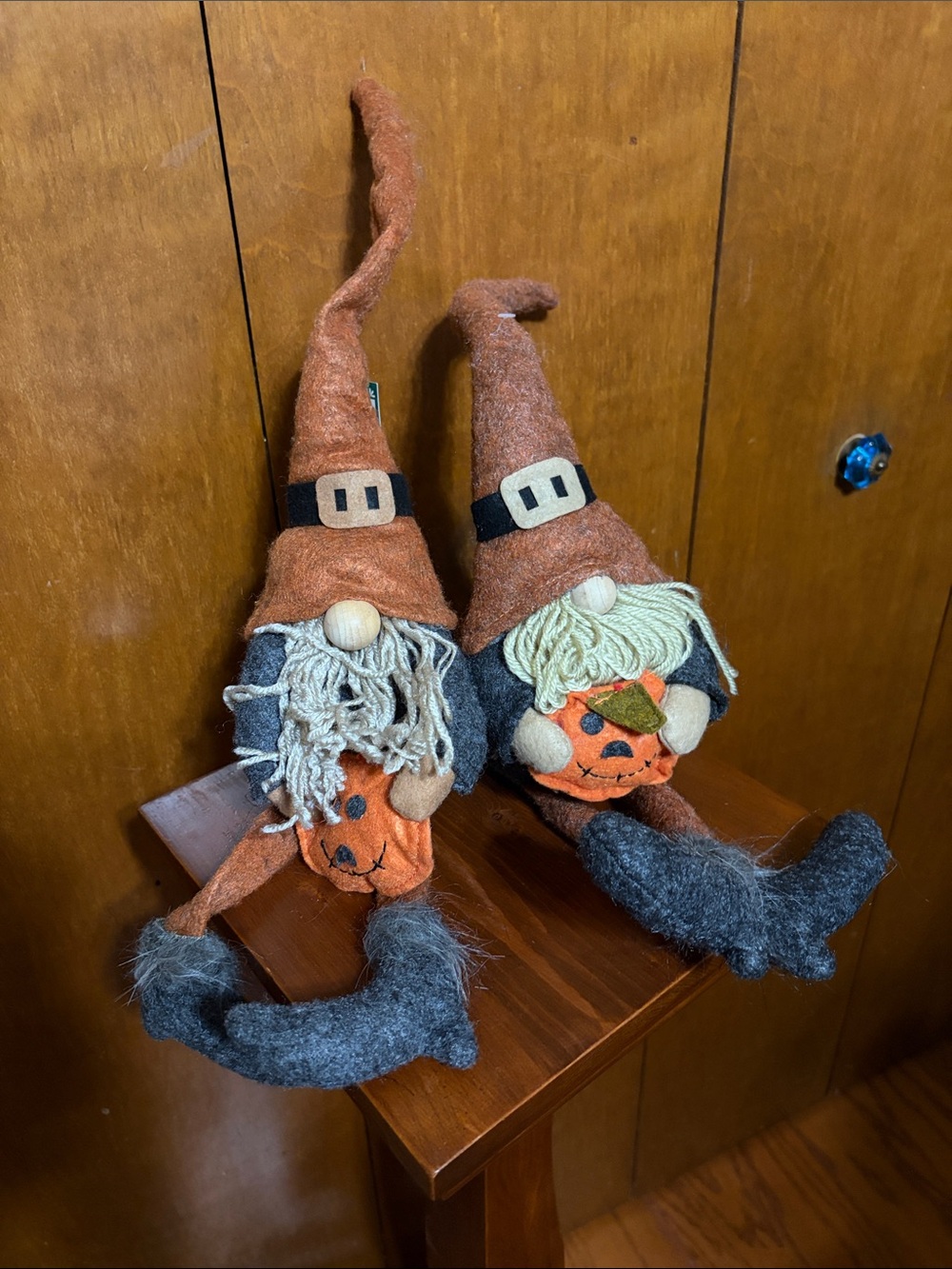 Rust Orange Halloween Gnome Pair Plush Holiday Décor